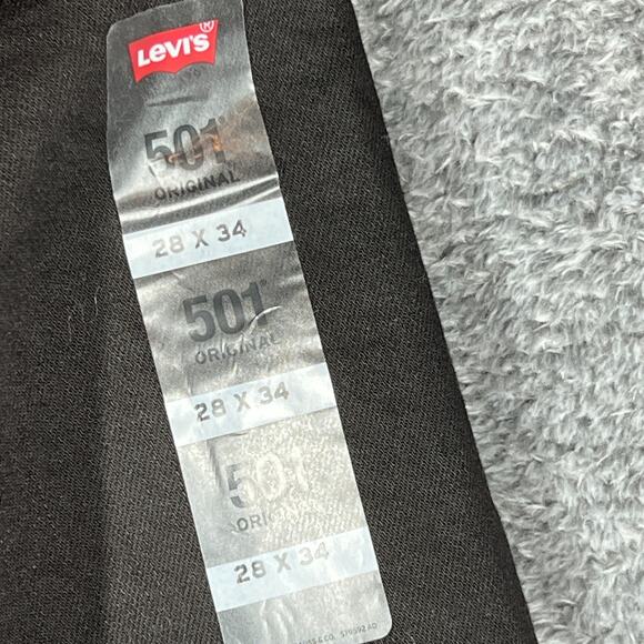 Levis 501 Jeans Mens 28x34 Black Button Fly Western Irregular New Classic Denim - Picture 4 of 13